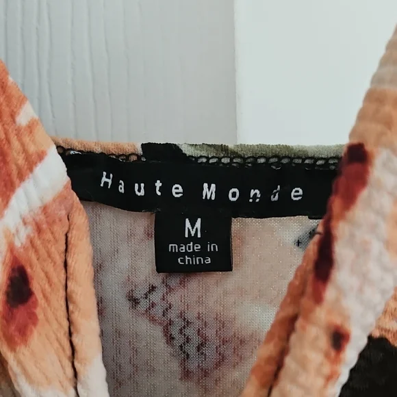 Haute Monde Black Mini Dress with Peach & Cream Floral Print - Picture 3 of 3